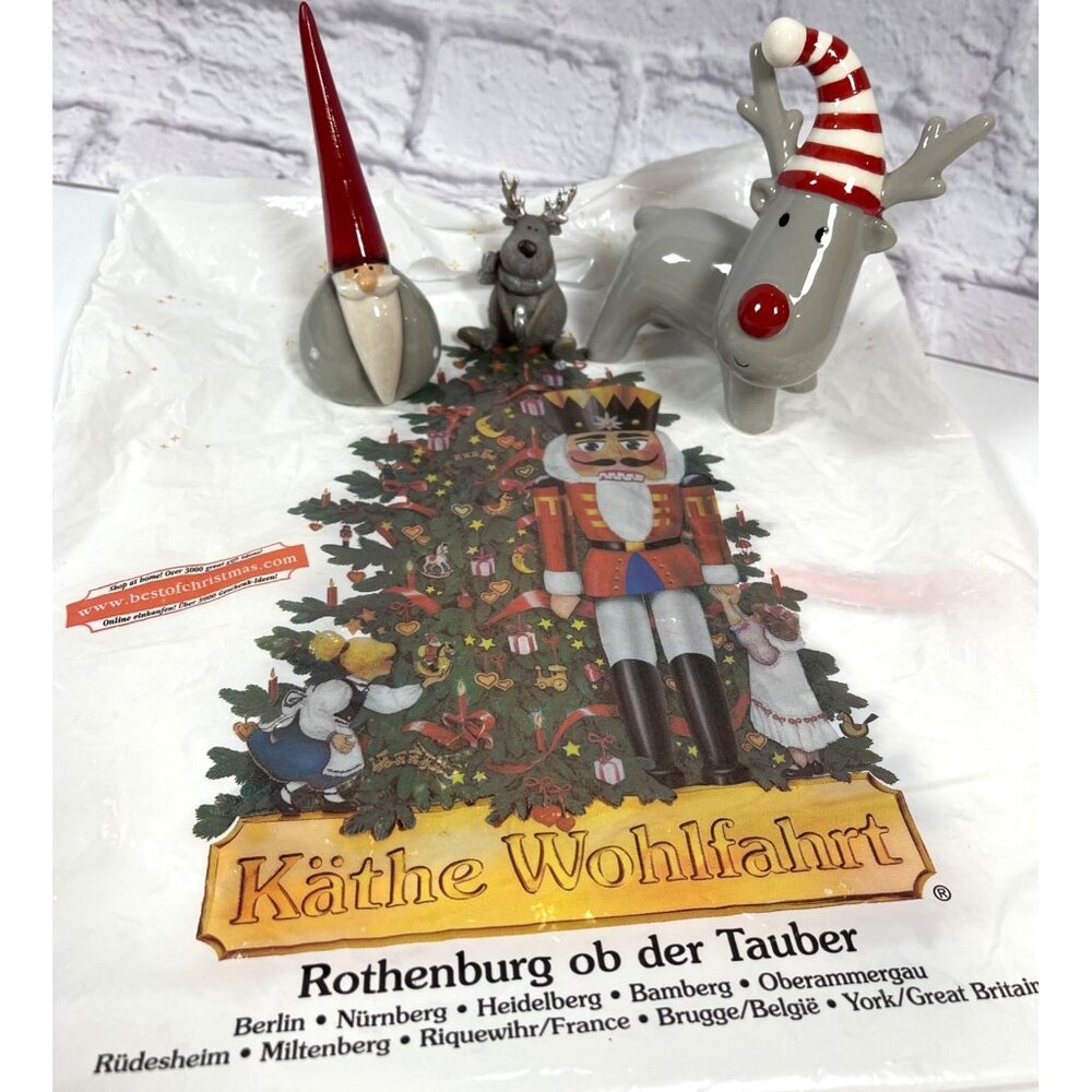 Europe Germany Christmas Market Holiday Ornament Décor Ceramic Santa Reindeer - Picture 5 of 16